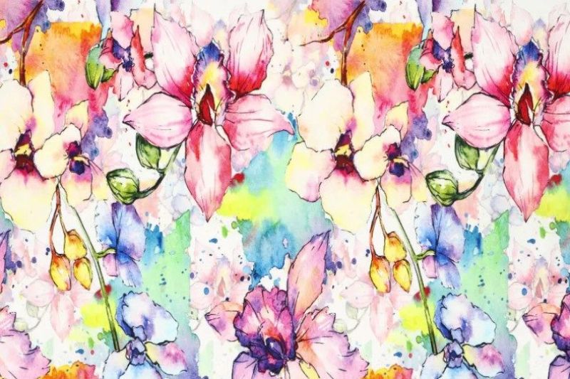 Viscose-tricot-stof-gekleurde-aquarel-bloemen-d0624