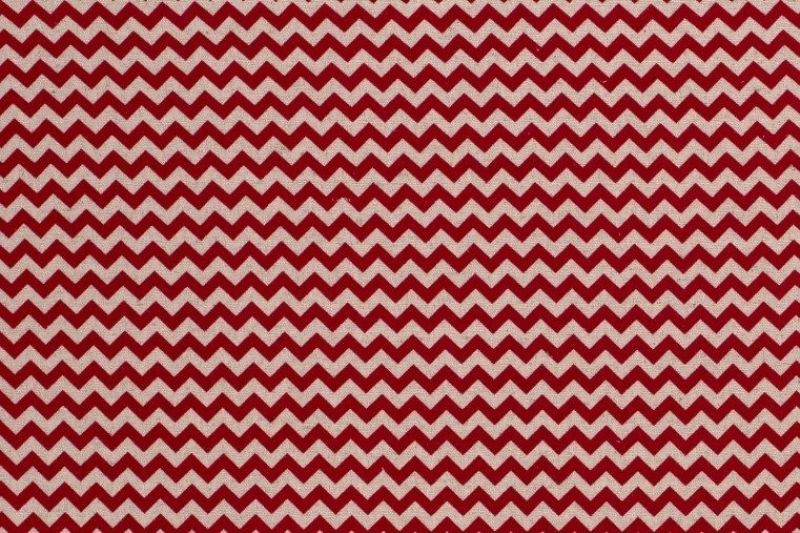 Viscose-linnen-stof-zigzagprint-rood