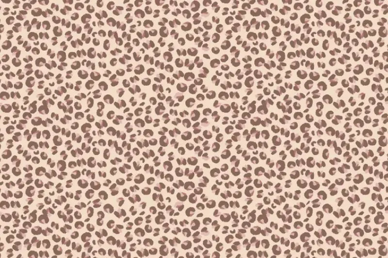 Jersey stof, panter print, crème/bruin/roze. A.069-1