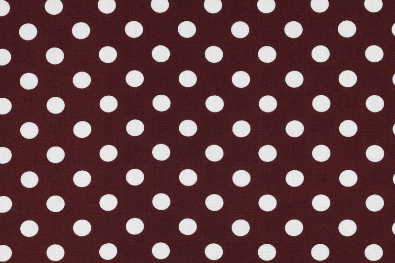 Viscose stof, polka dots print, bordeauxrood/wit. A.146-1