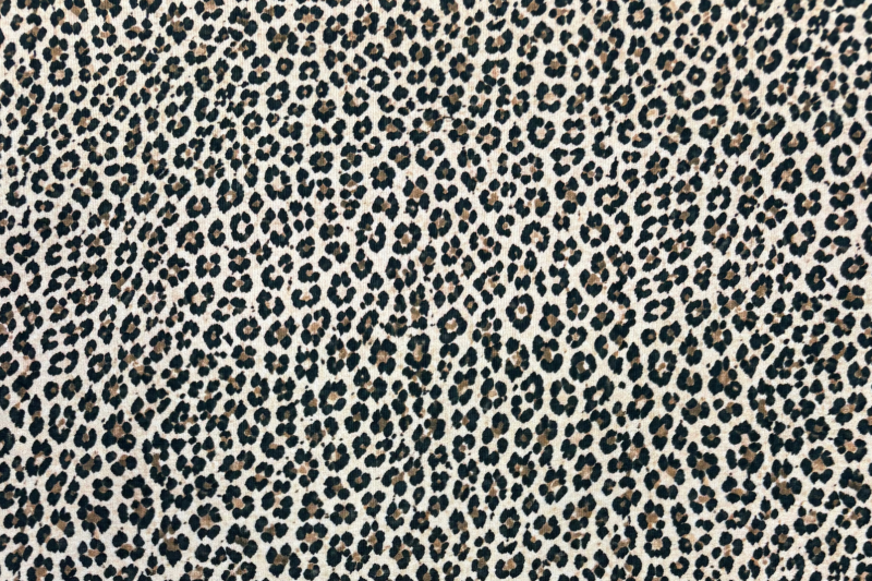 Tricot katoen stof, panter print, beige/zwart. Actie32-1