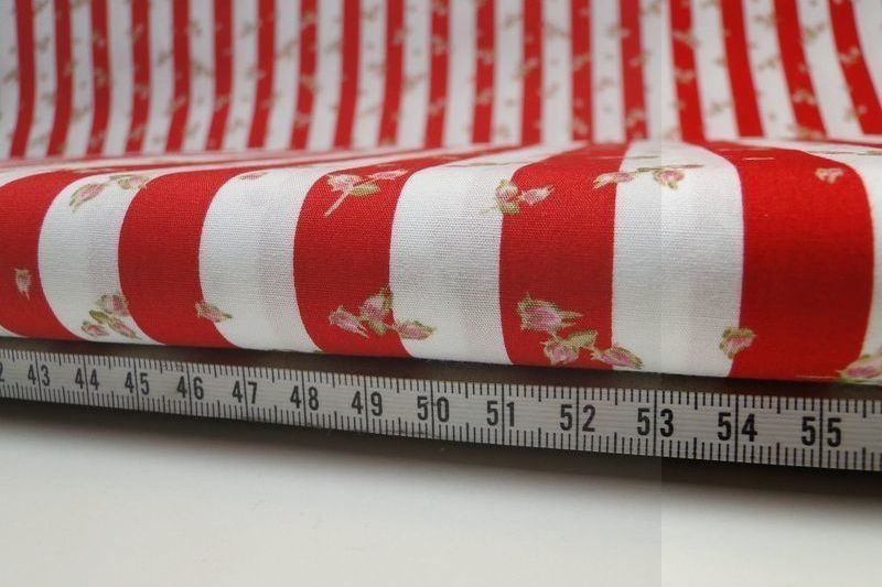 Decoratie stof W751 katoen rood/wit