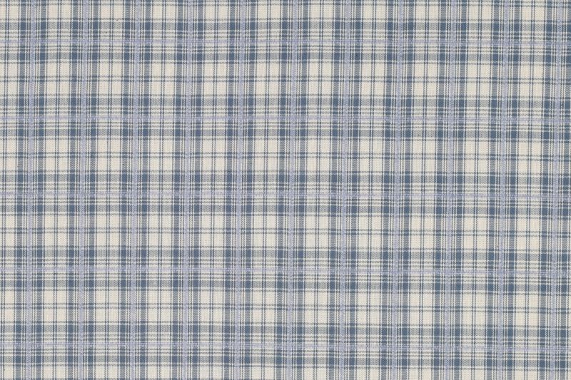 Katoen stof, garen geverfd, ruit motief, blauw/wit. A.117-1