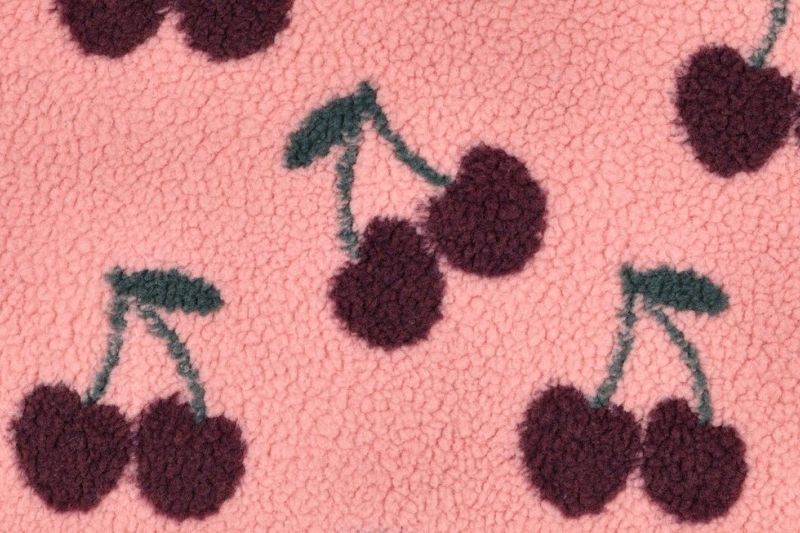 Teddy Jacquard Stof, Kersen, Roze/Rood. P926-1
