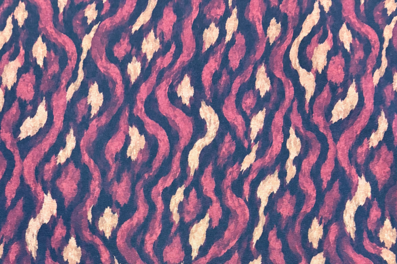 Tricot katoen stof, abstracte print, rood/crème. Actie42-1