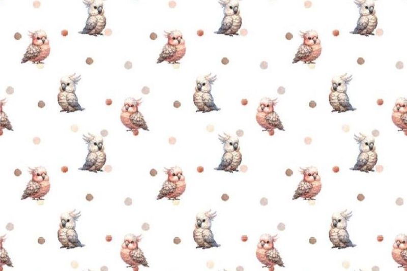 Stenzo-katoen-stof-kleine-papegaaitjesprint-en-stippen-P358