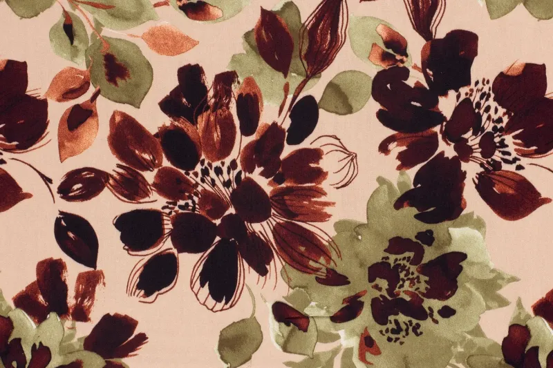 Viscose-satijn-stof-mat-herfst-bloemenprint-y932