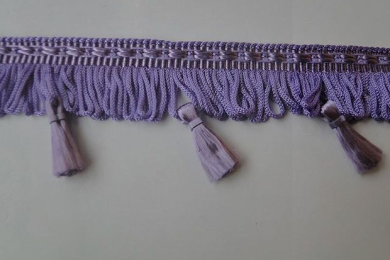 Sierband met franje en tasjes lila H1005