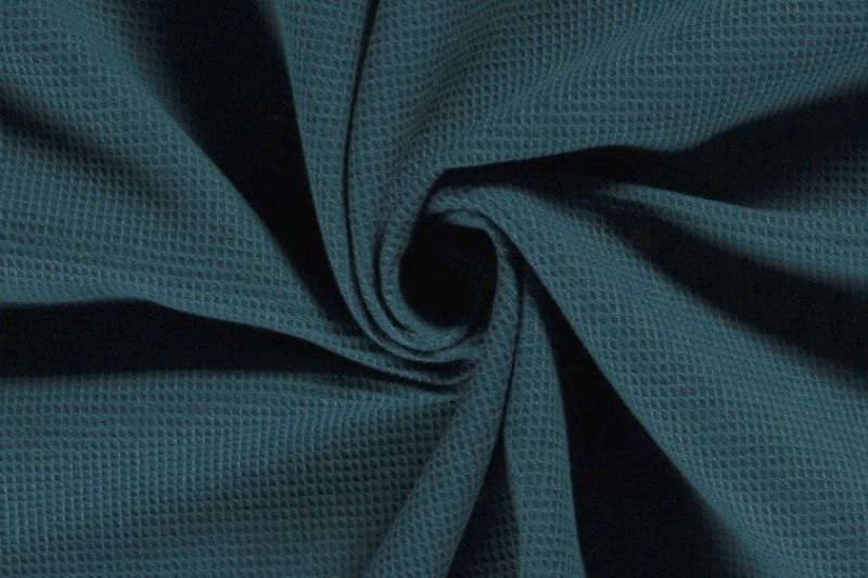 Wafeldoek-stof-petrol-wa024