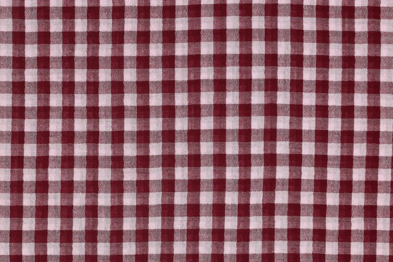 Double gauze stof, garengeverfde ruit print, rood/roze. A.175-1