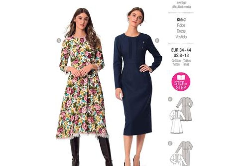 Burda-naaipatroon-jurk-met-brede-tailleband-5983