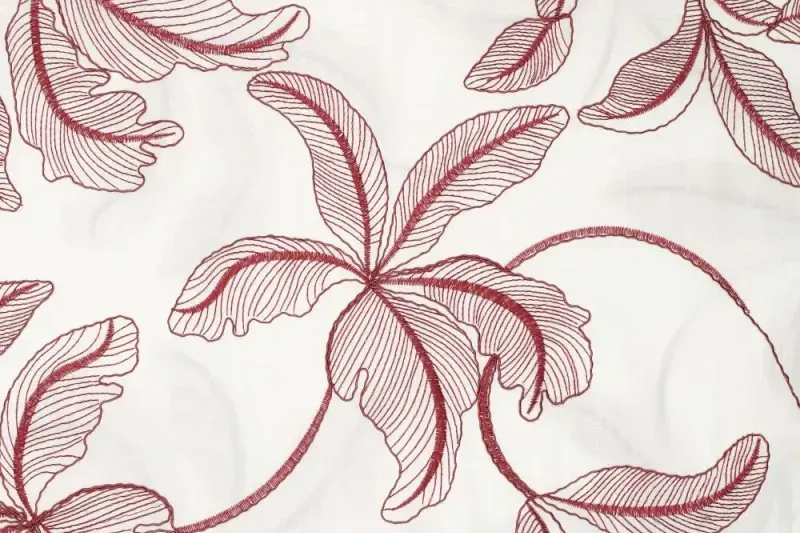Katoen-voile-stof-geborduurde-bladeren-P684