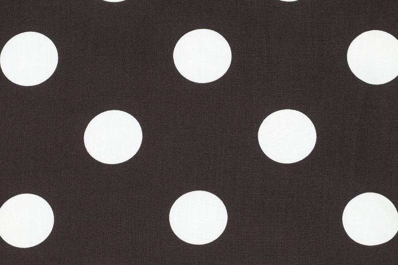 Viscose stof, polka dots print, donker bruin/wit. A.145-1