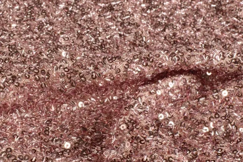 Mesh stof pailletten, effen, oud roze. FE013-1