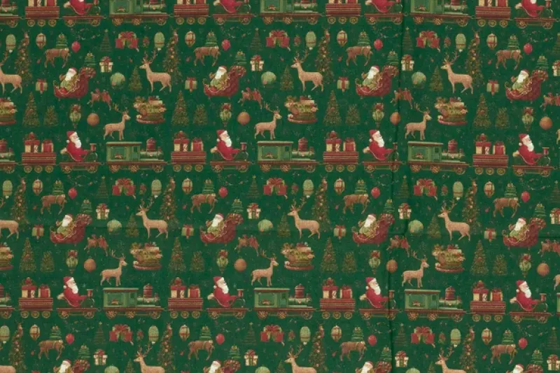 Kerst katoen stof, kerst print, groen. KER040-1