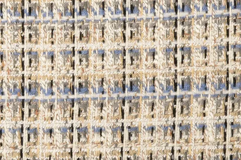 Tweed stof, ruiten, grijs/blauw/ecru, P1010-1