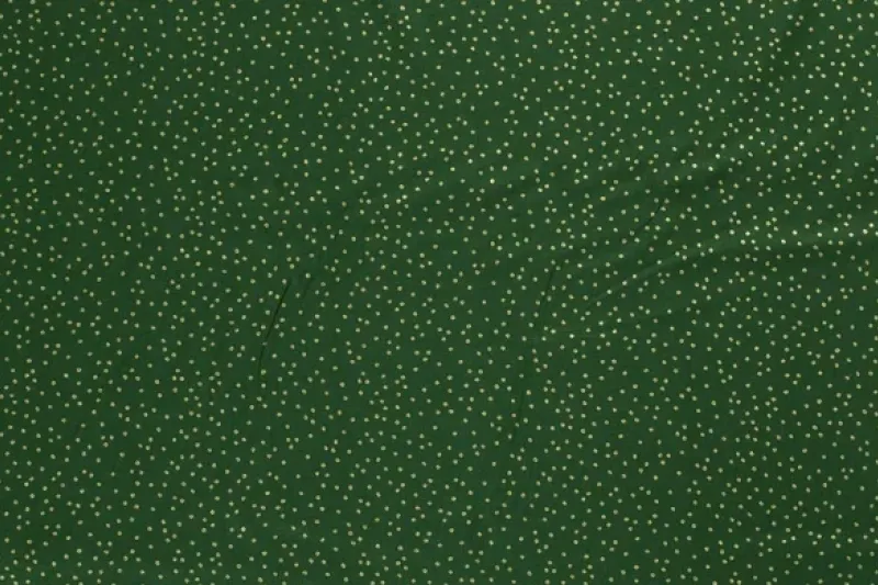 Kerst katoen stof, kerstnopjes print, groen/goud. KER037-1