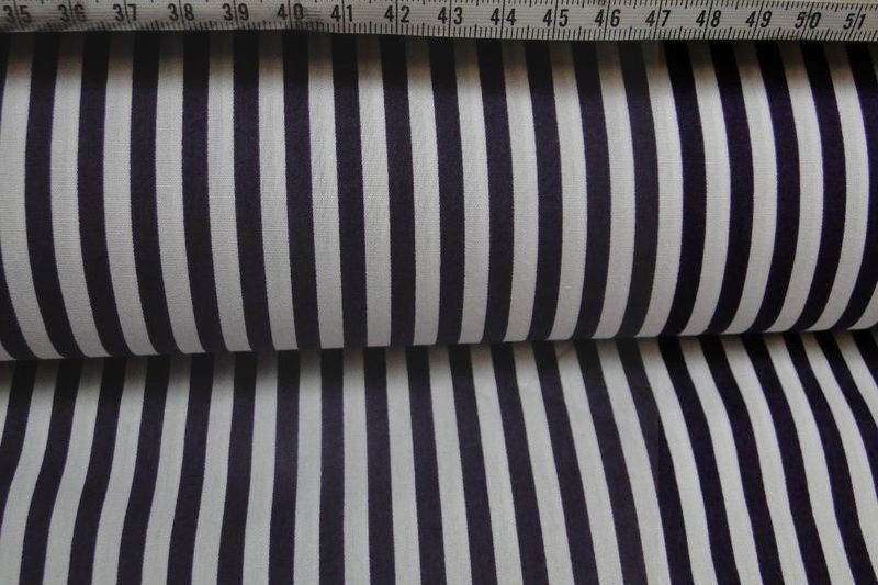 Poplin katoen stof donker blauw met wit gestreept