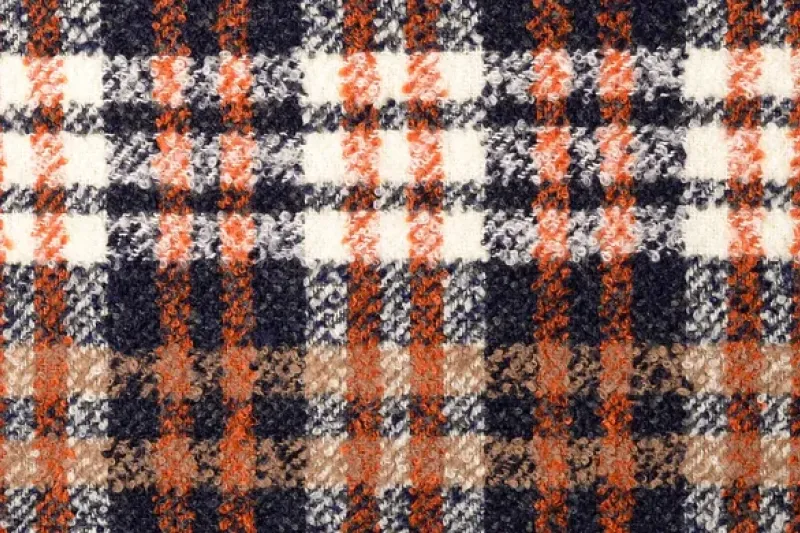 Tweed stof, ruiten, bruin/oranje/blauw/ecru, P1009-1