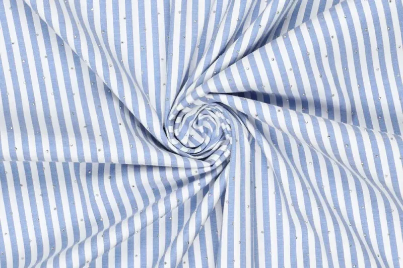 Poplin-katoen-stretch-stof-streep-met-strass-glitter-P676