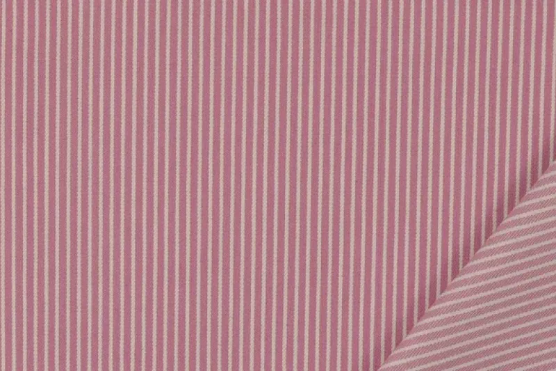 Denim Stof, Fijne Streep, Roze. P931-1