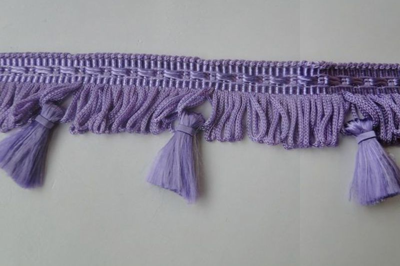Sierband met franje en tasjes donker lila H1006