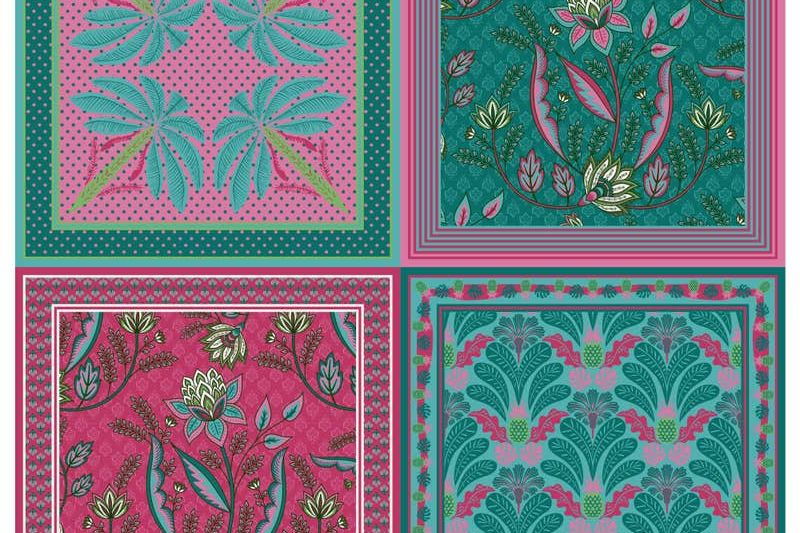 Panel-satijn-stof-4-diverse-prints-in-bloemen-en-takken-p804