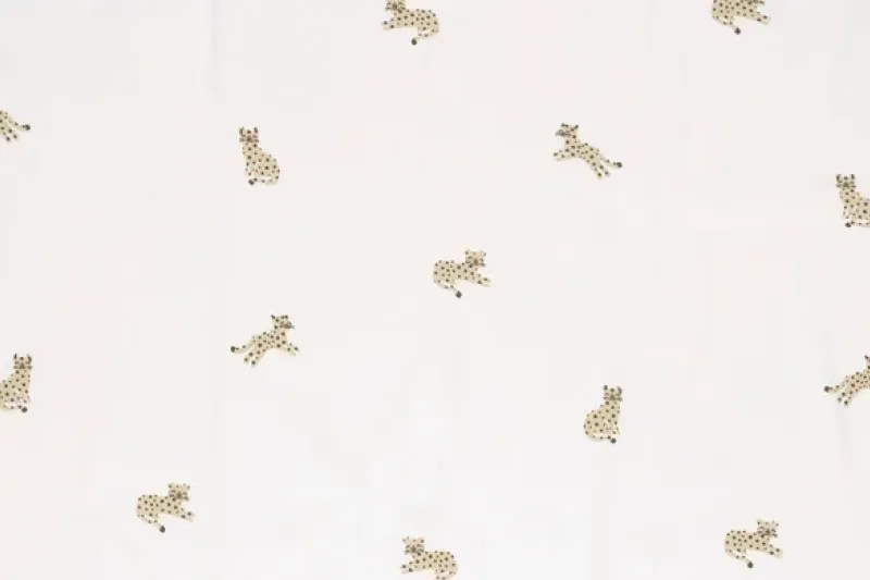 Jersey Stof, Luipaard Print, Bruin/ Gebroken Wit. P951