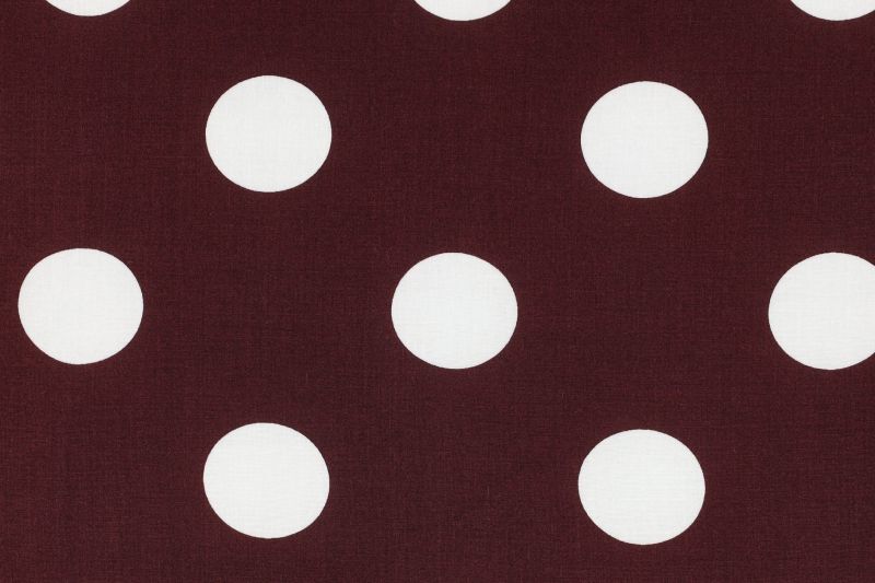 Viscose stof, polka dots print, bordeauxrood/wit. A.147-1