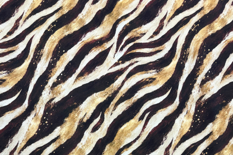 Tricot katoen stof, zebra print, aubergine/crème. Actie11-1