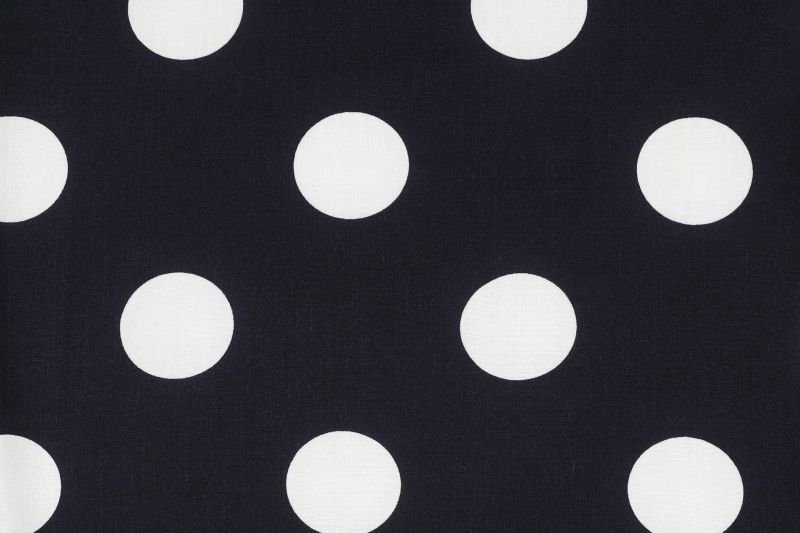 Viscose stof, polka dots print, marineblauw/wit. A.144-1
