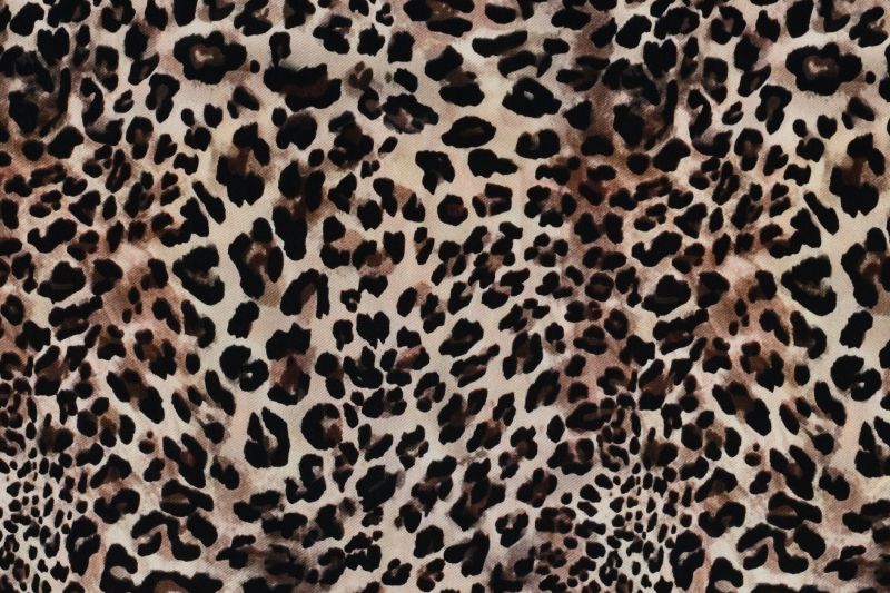 Viscose stof, digitale panter print, beige/bruin/zwart. A.125-1