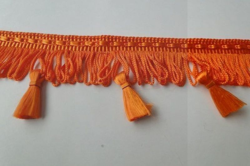 Sierband met franje en kwastjes oranje H1018