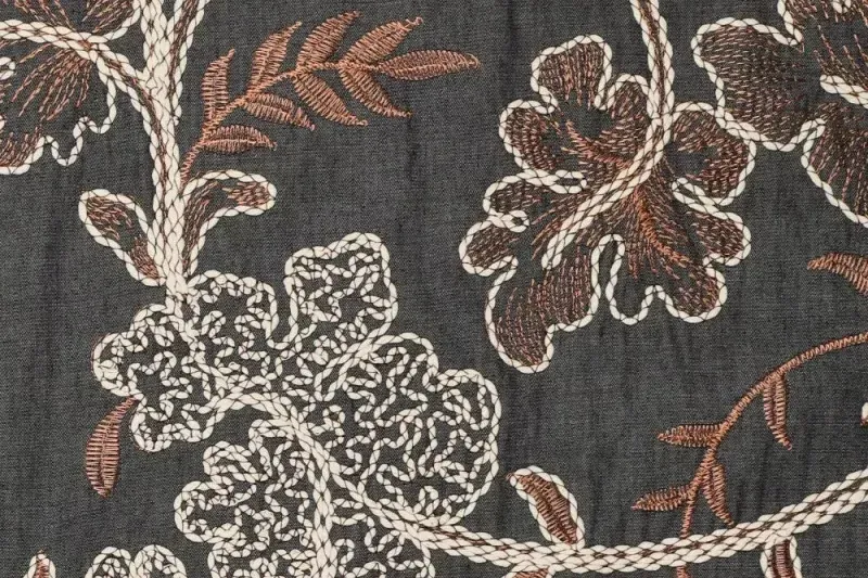 Embroidery-denim-stof-geborduurde-bladeren-Y890A