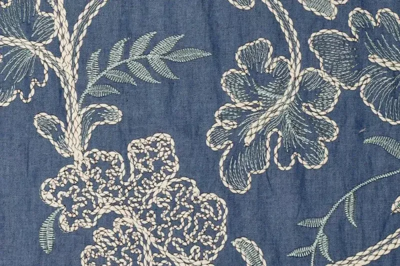 Embroidery-denim-stof-geborduurde-bladeren-Y1059