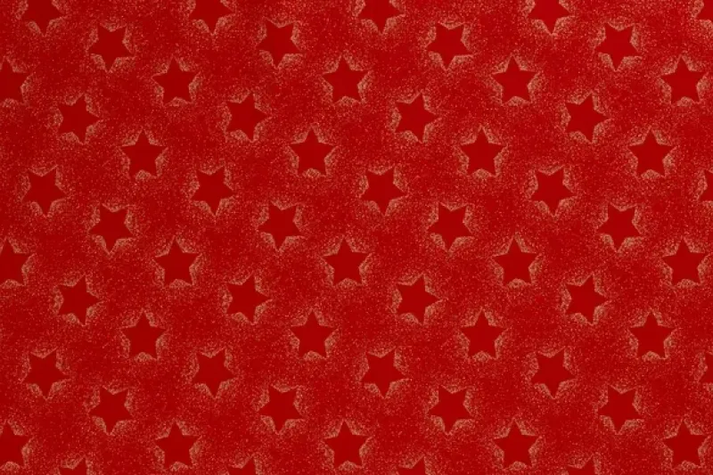 Kerst katoen stof, sterren print, rood/goud. KER033-1