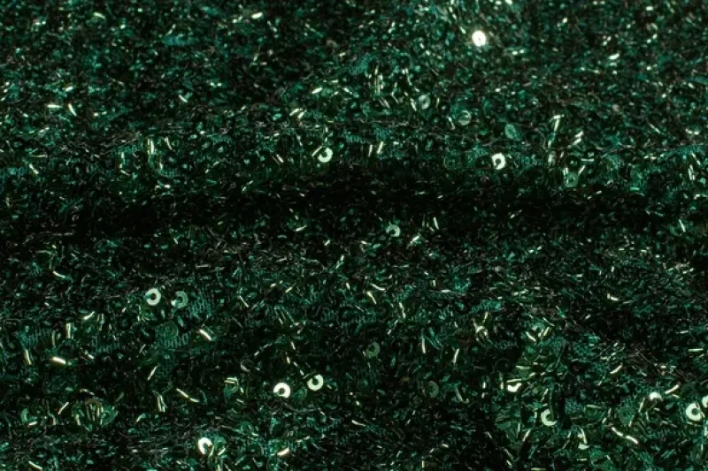 Mesh stof pailletten, effen, donker groen. FE014-1