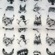 Stenzo-poplin-katoen-stof-digitale-print-bos-dieren-zwart-wit