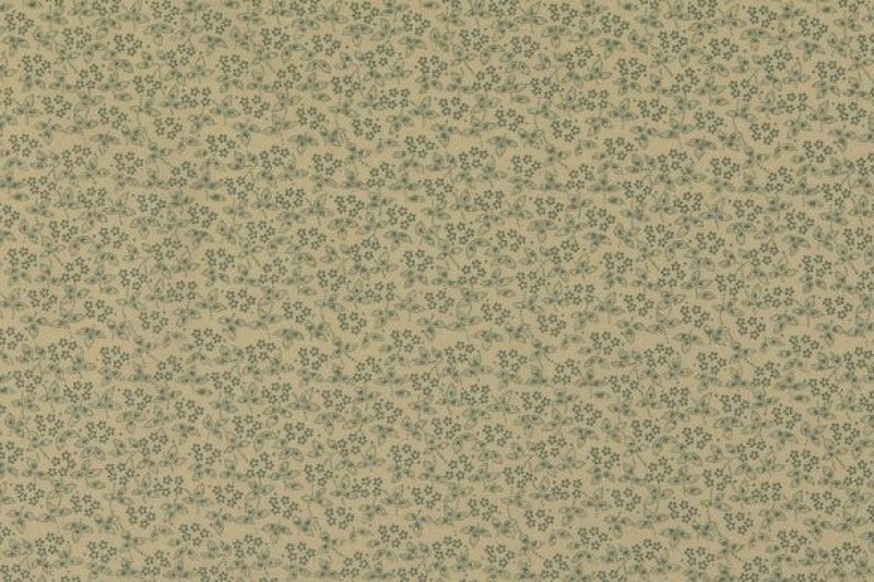 Poplin Katoen Stof, Bloemen Print, Mint/offwhite. P880-1