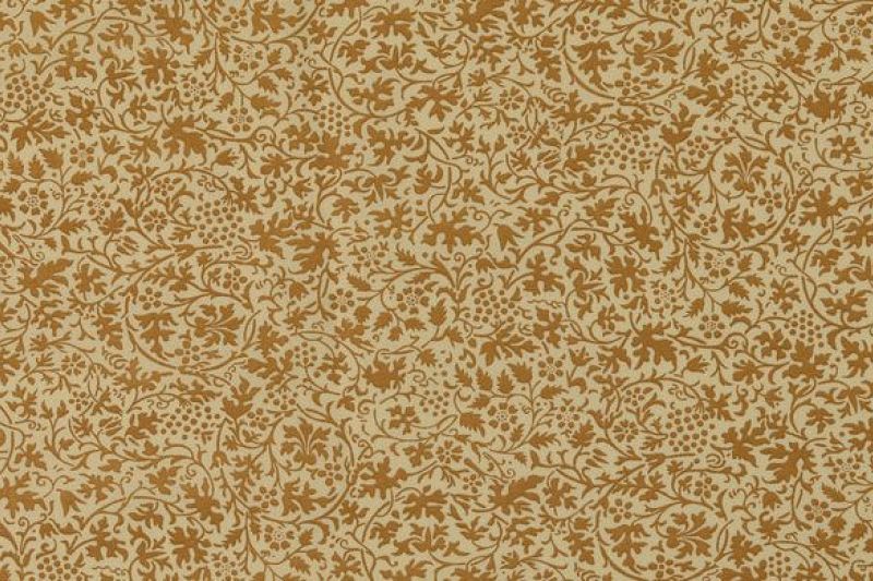 Poplin Katoen Stof, Bladeren Print, Bruin/offwhite. A.047-1