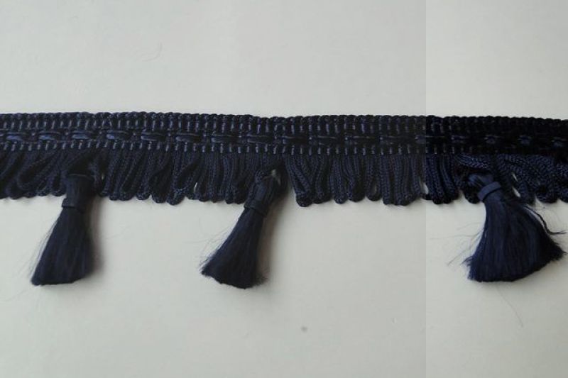 Sierband met franje en tasjes navy blauw H1022
