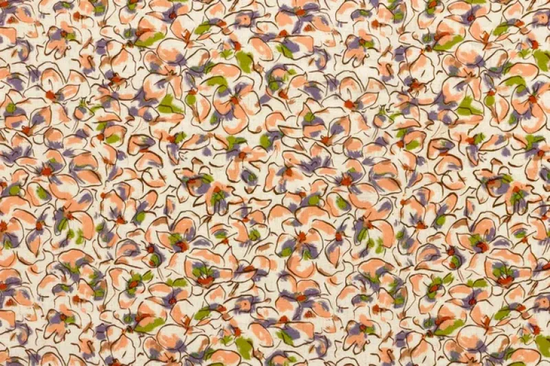 Linnen-viscose-stof-getekende-bloemetjesprint-P367