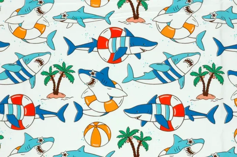 Tricot-katoen-stof-haaien-in-zwembadprint-P467
