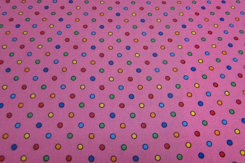 Katoen stof roze met nop print