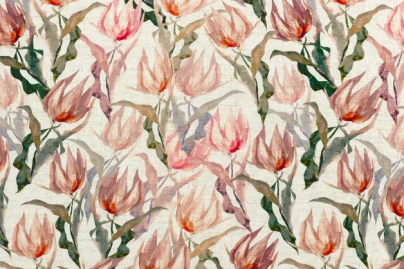 Viscose-linnen-stof-wilde-tulpenprint-P363