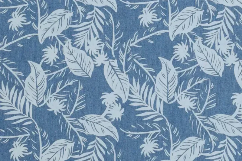 Denim-look-katoen-stof-bladprint-y138