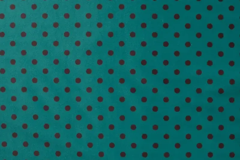 Velours stof, stip print, wijn rood/aqua blauw, A.032-1