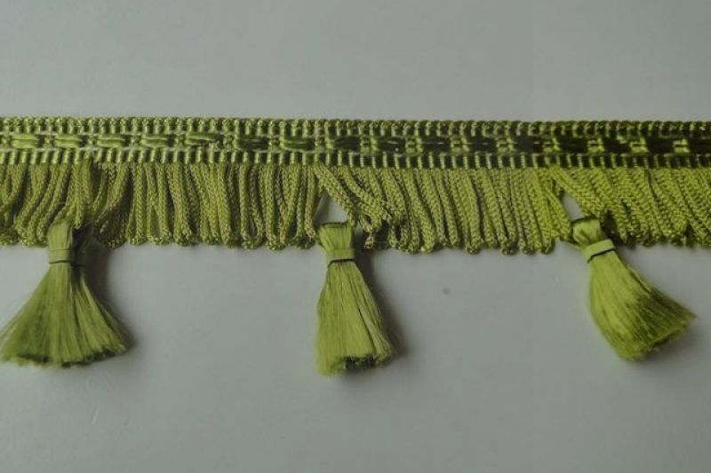 Sierband met franje en tasjes lime H1010