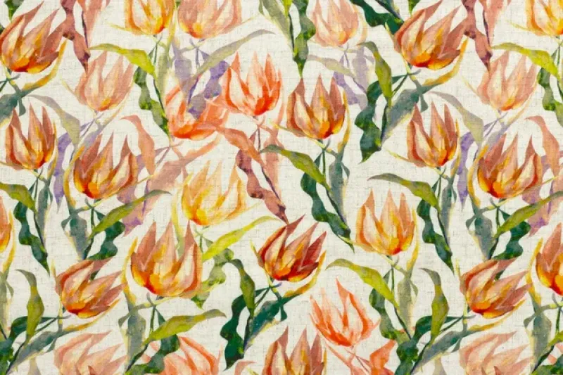 Linnen-viscose-stof-wilde-tulpenprint-P364
