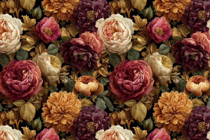 Viscose stof, bloemen print, roze/groen/geel. A.238-1